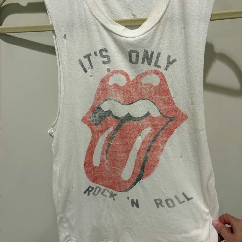 Daydreamer distressed White Rocker Graphic Tank Top